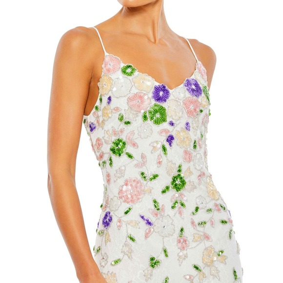 Mac Duggal Embellished Lace Sleeveless V-neck Thigh Slit Gown 10893 NEW Size 2 - Picture 4 of 16